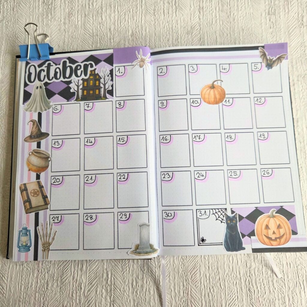 October bullet journal step by step tutorial - halloween theme