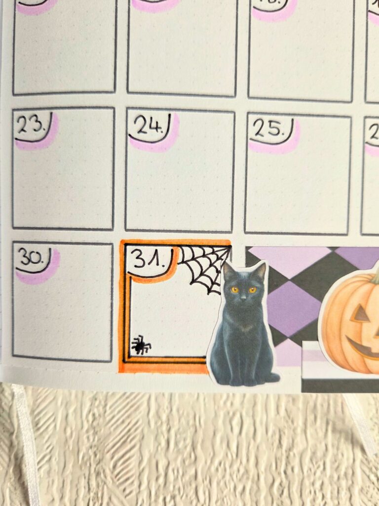 October bullet journal step by step tutorial - halloween theme