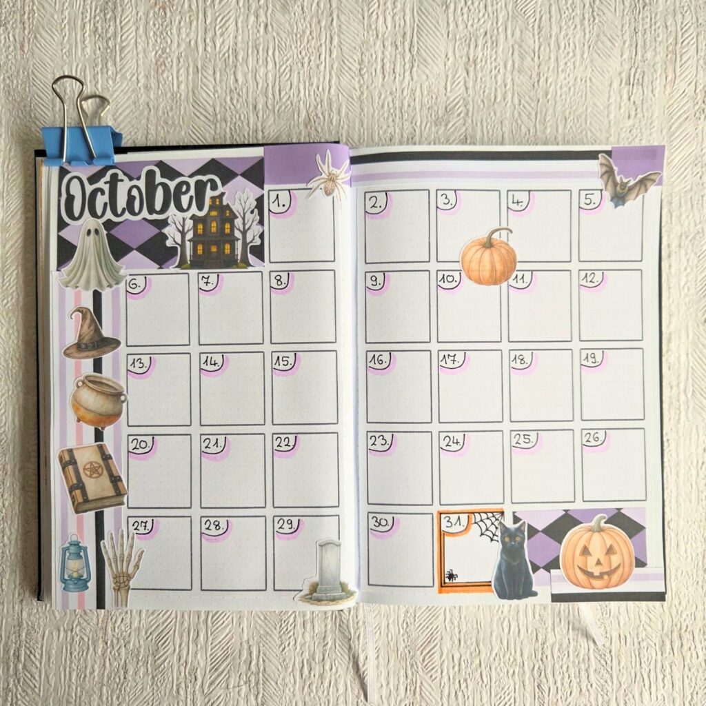 October bullet journal step by step tutorial - halloween theme