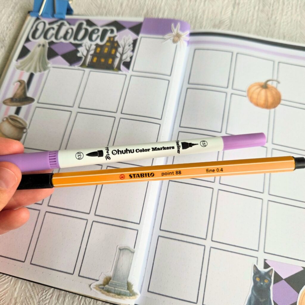 October bullet journal step by step tutorial - halloween theme