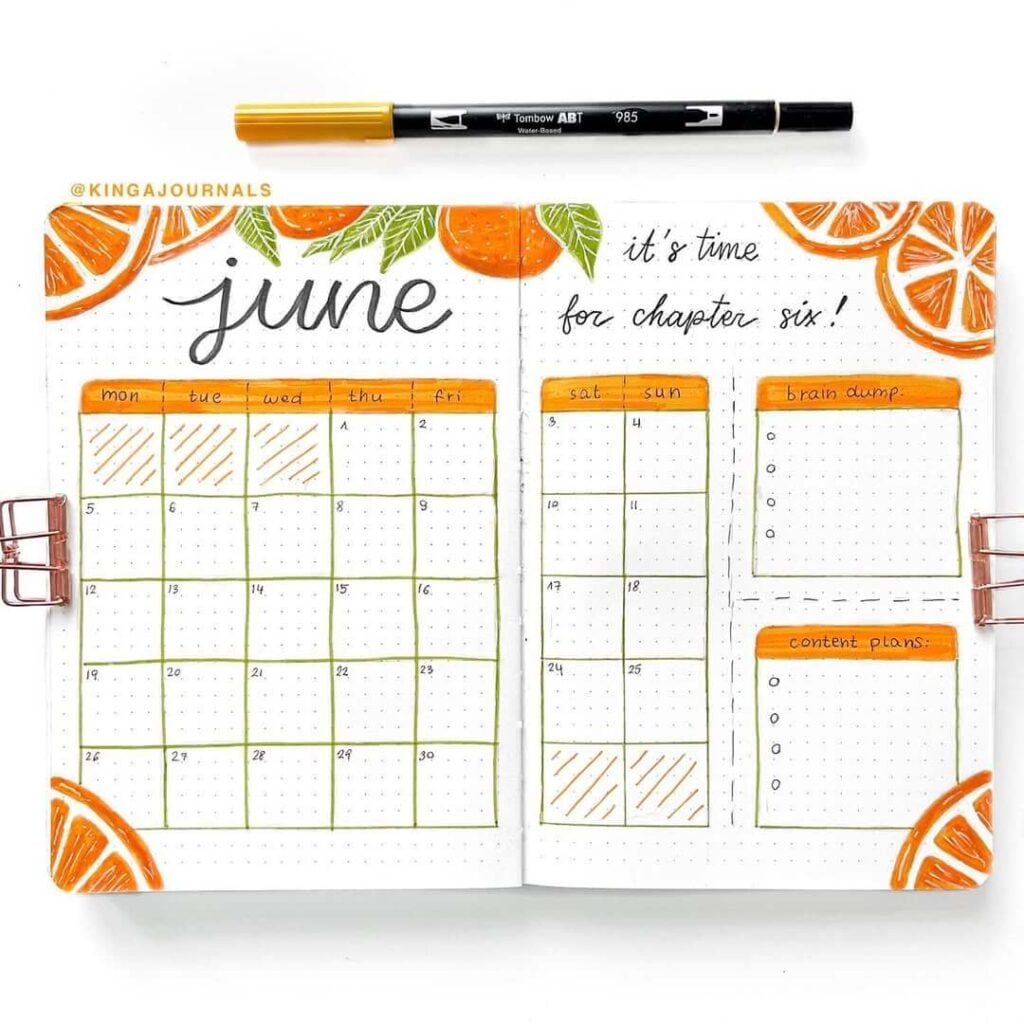 June Bullet Journal Ideas