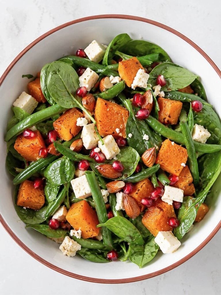 Roasted Pumpkin, Spinach, and Feta Salad