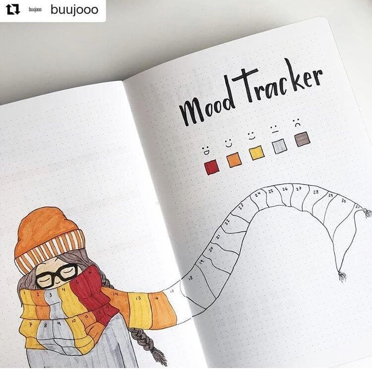 fall mood tracker ideas for bullet journal