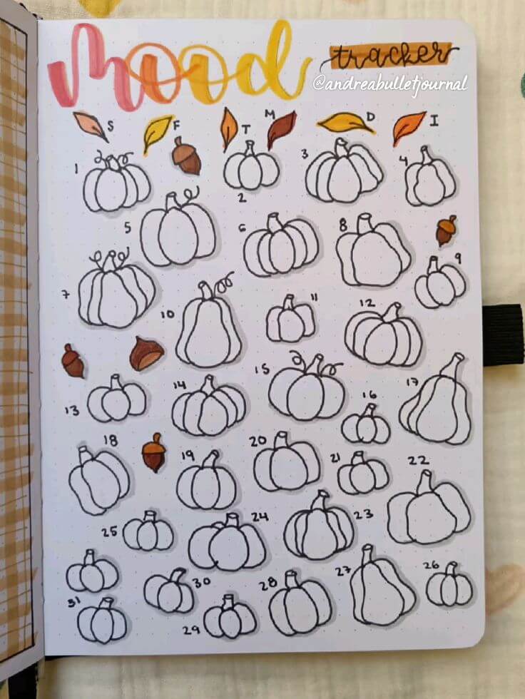fall mood tracker ideas for bullet journal