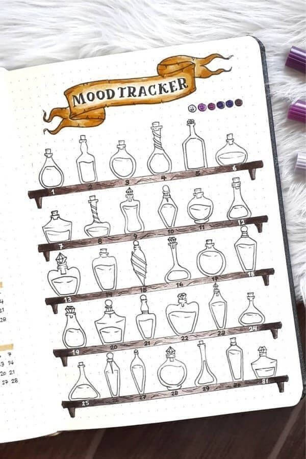 fall mood tracker ideas for bullet journal