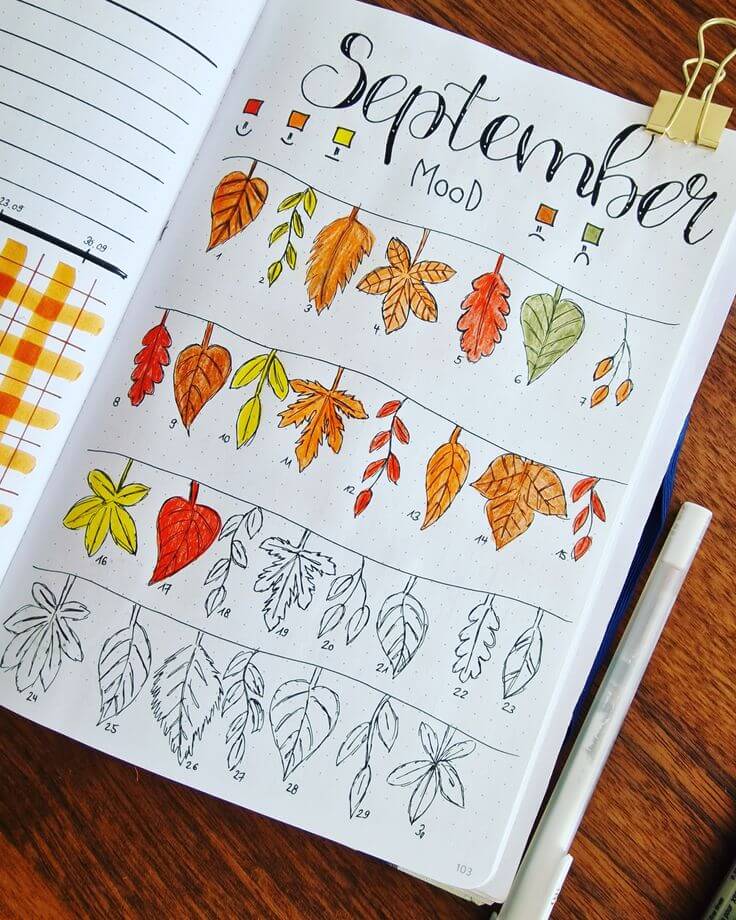 fall mood tracker ideas for bullet journal