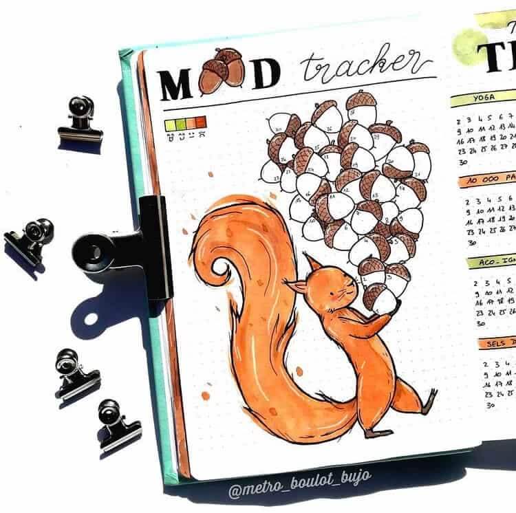 fall mood tracker ideas for bullet journal