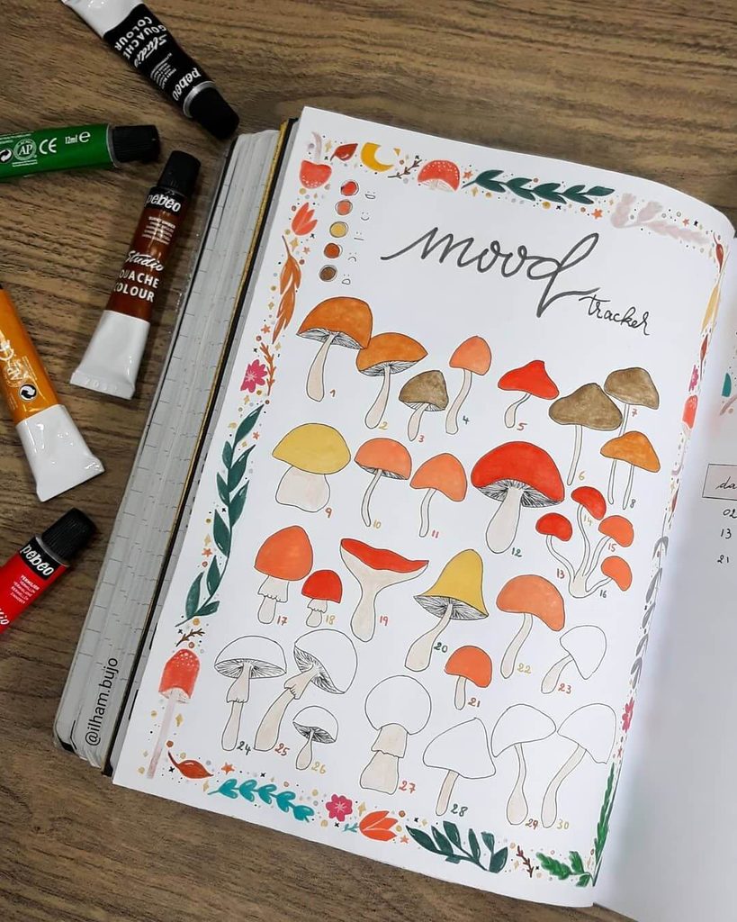 fall mood tracker ideas for bullet journal