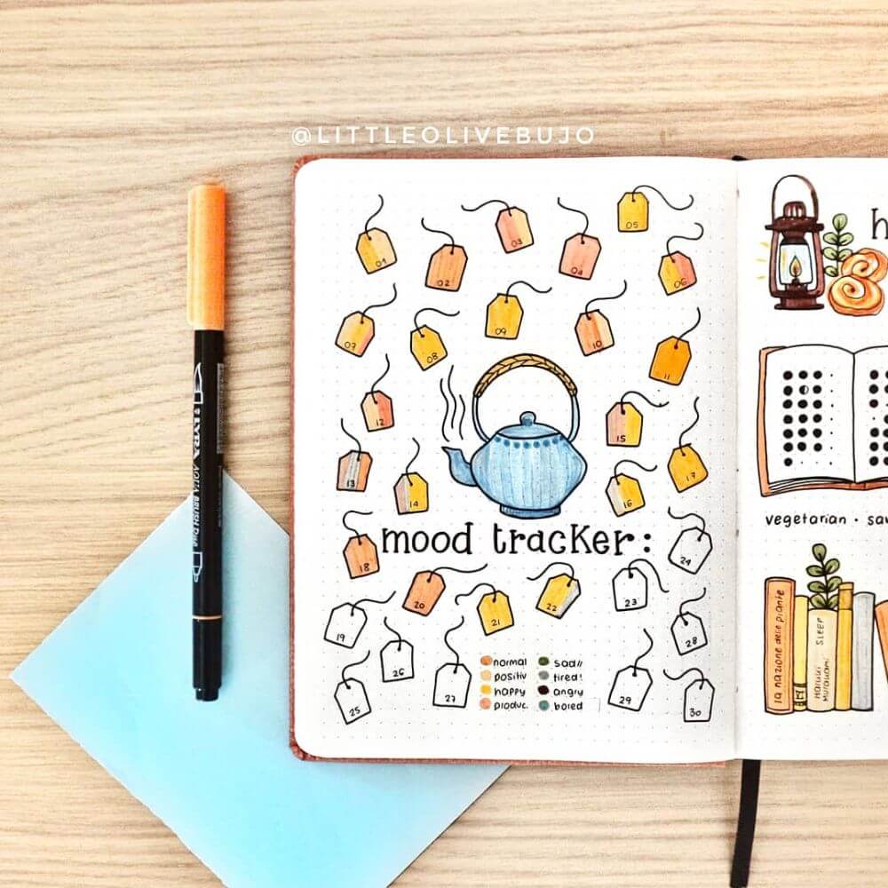fall mood tracker ideas for bullet journal