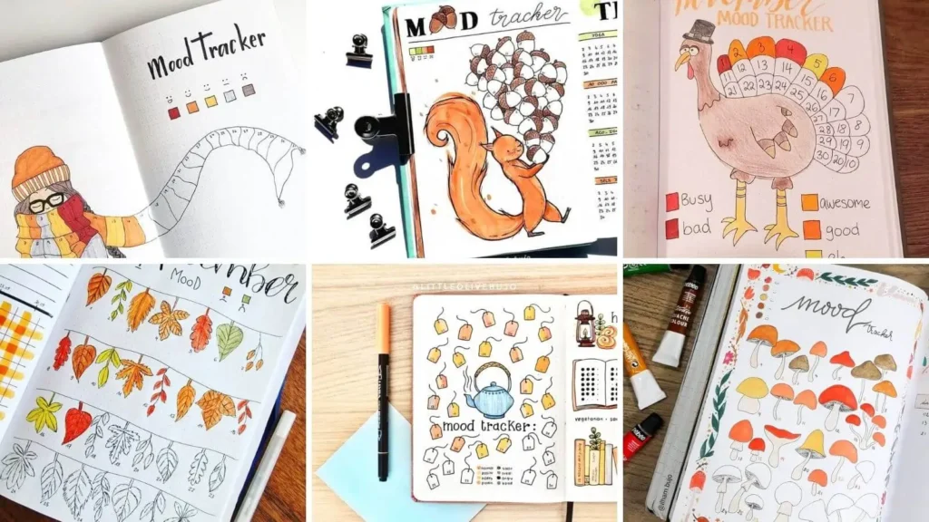 fall mood tracker ideas for bullet journal